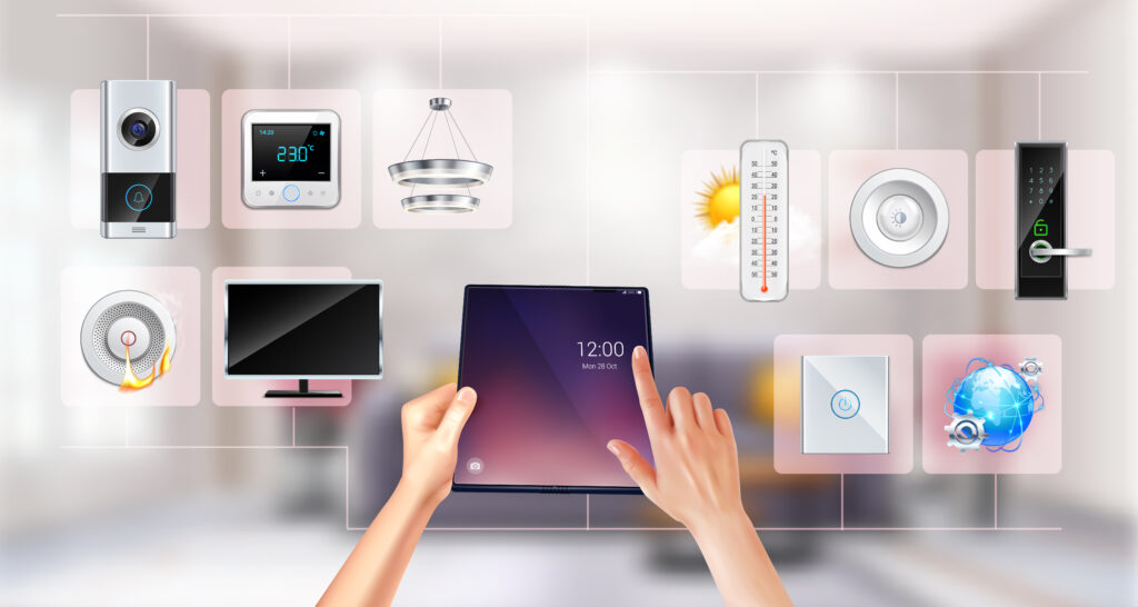 AI-powered smart home technology managing lighting security and energy systems