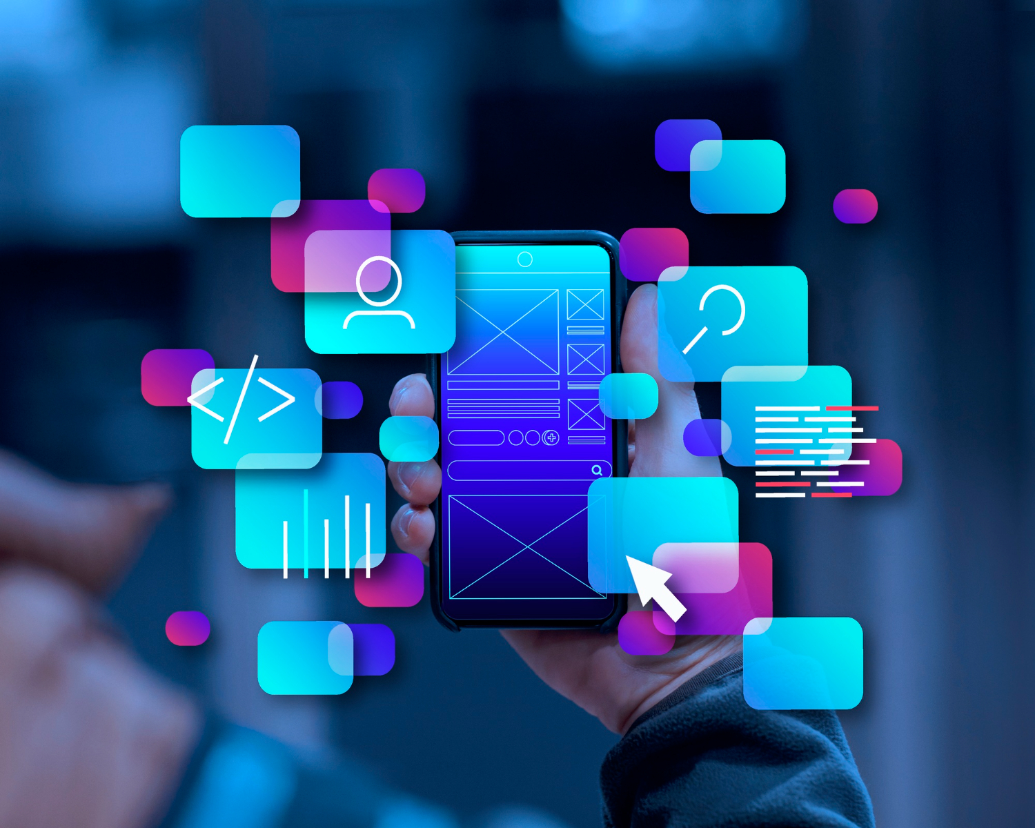 Generative AI in smart apps creating text images and voice outputs