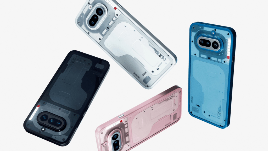 Nothing Phone 4a transparent design with 63-LED Glyph Bar for Nothing Phone (4a) vs Nothing Phone (4a) Pro comparison