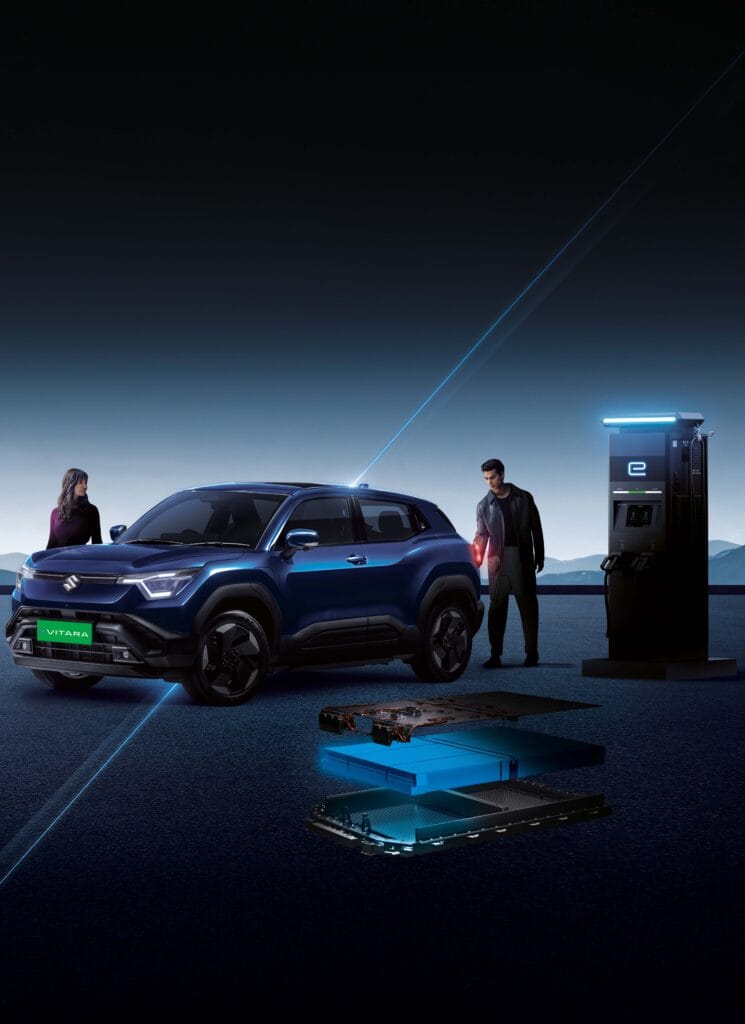 Maruti Suzuki e VITARA 61kWh LFP battery pack showing HEARTECT-e platform engineering