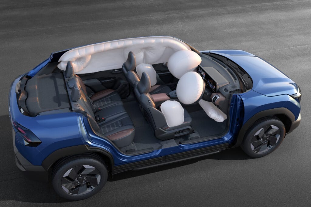 Maruti Suzuki e VITARA 7 airbags standard safety architecture and Bharat NCAP 5-star protection