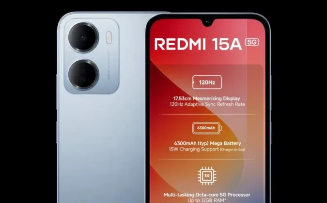 Redmi 15A 5G launched in India with 6300mAh battery and 120Hz display