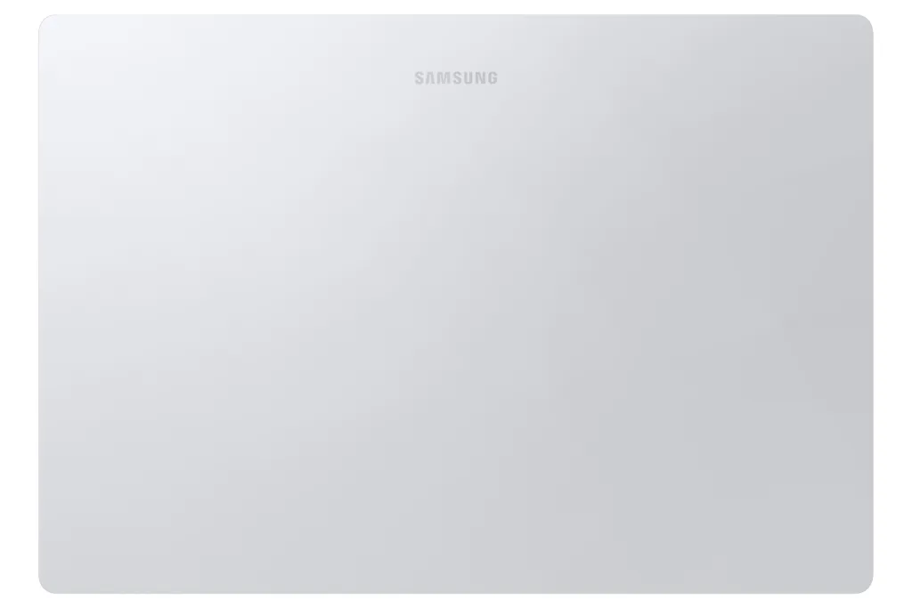 The metallic Silver top lid of the Galaxy Book6 representing Samsung's seamless ecosystem and Link to Windows.