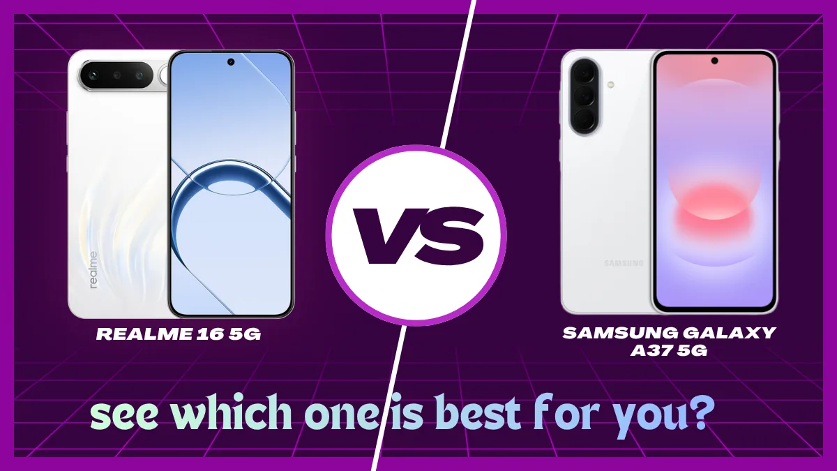 Realme 16 5G vs Samsung Galaxy A37 5G side-by-side comparison image