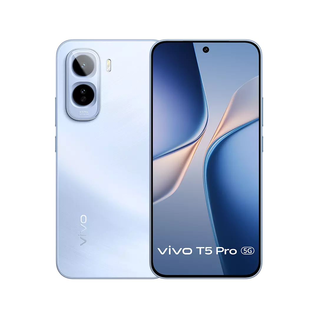 vivo T5 Pro 5G design in Glacier Blue and Cosmic Black color options
