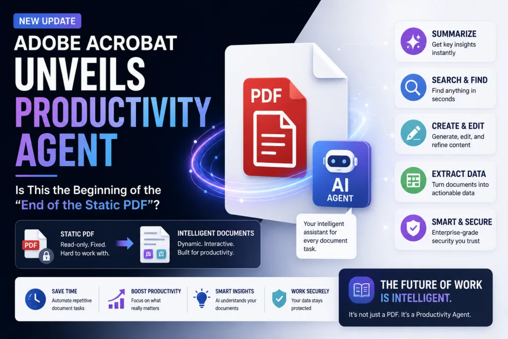 Adobe Acrobat Productivity Agent featured image showing intelligent PDF automation and AI agent features 2026