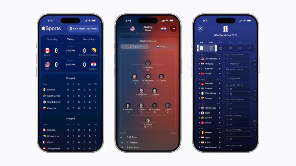 Apple Sports expands into 90 new markets ahead of FIFA World Cup 26