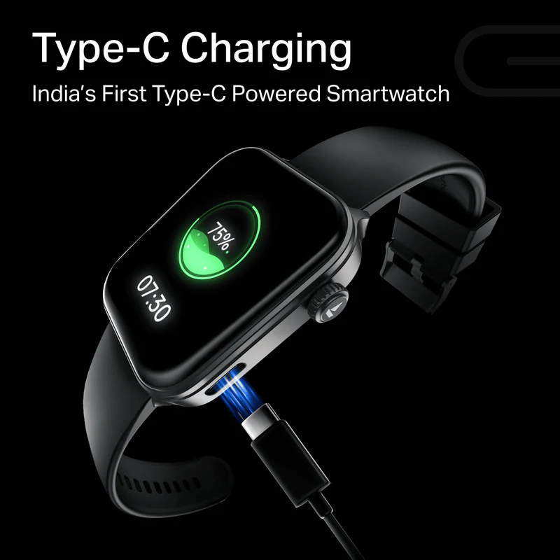 Boat smartwatch with direct USB Type-C charging