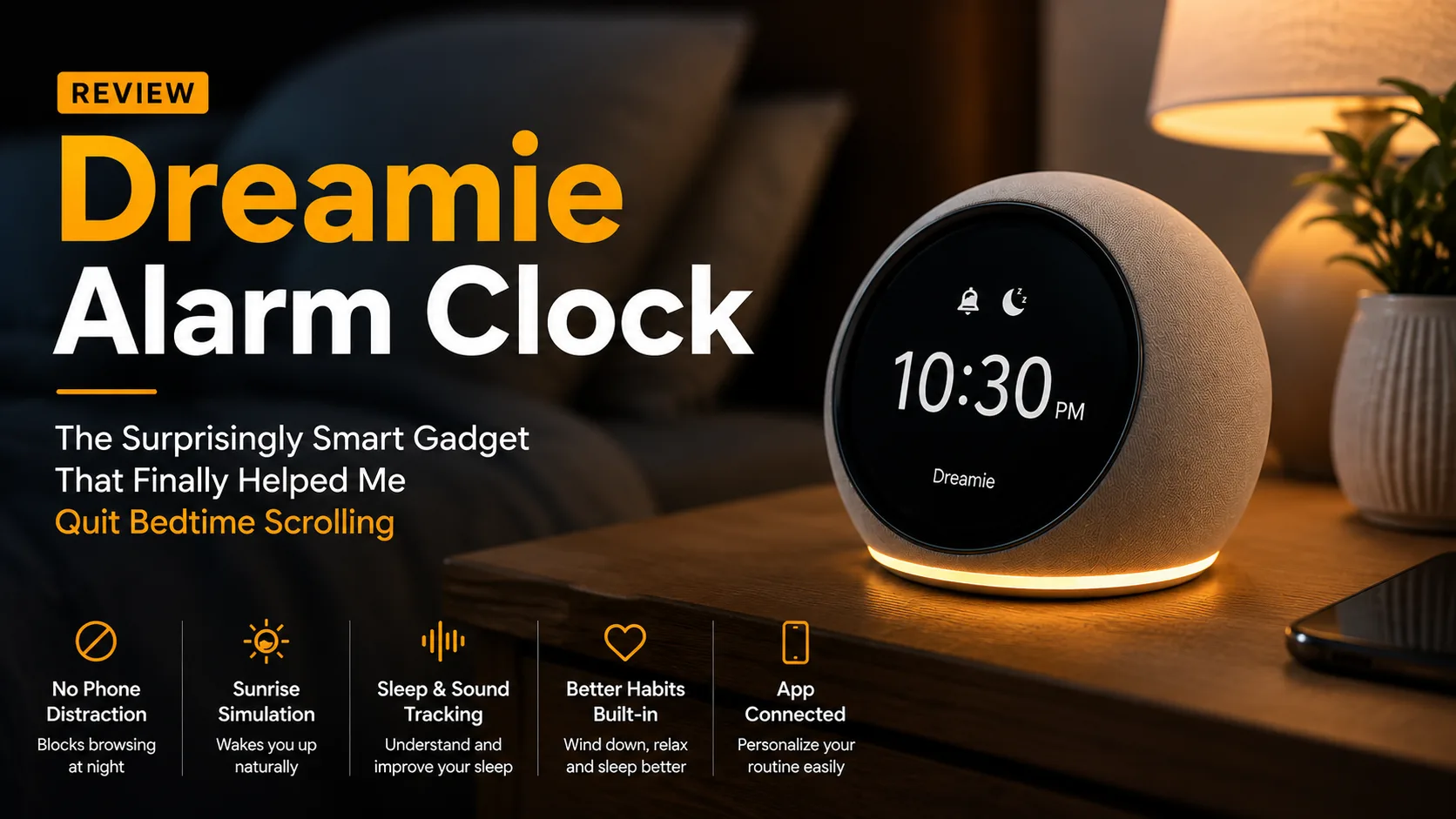 Dreamie alarm clock designed to reduce phone usage at bedtime