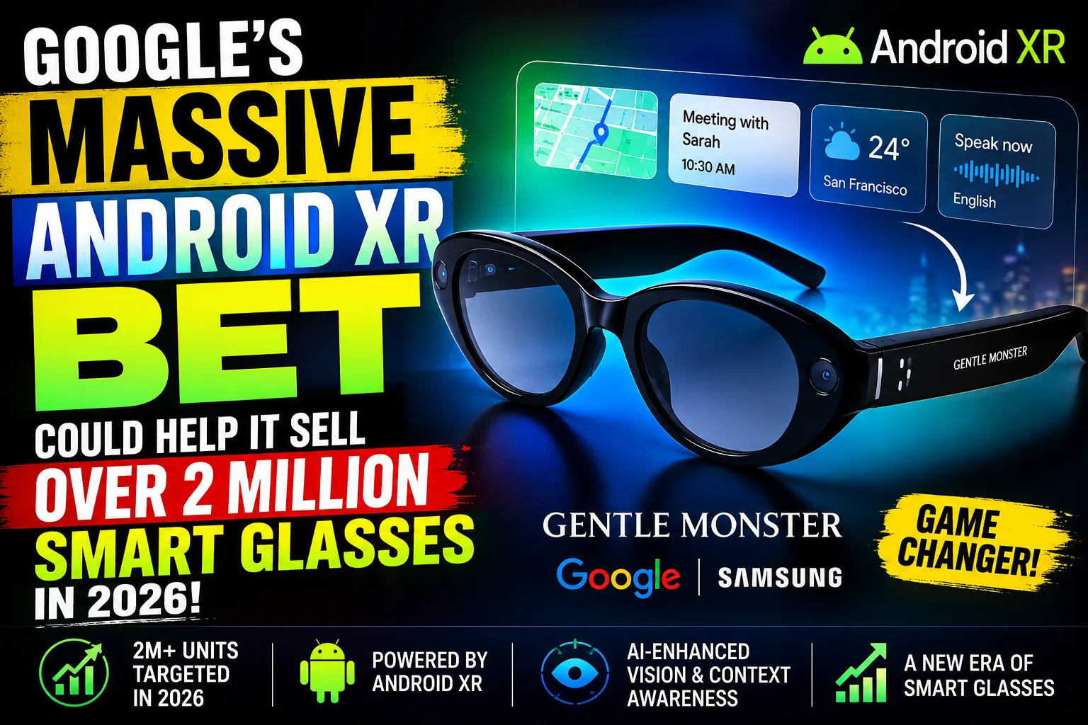 Google Android XR smart glasses showcased during Google I/O 2026
