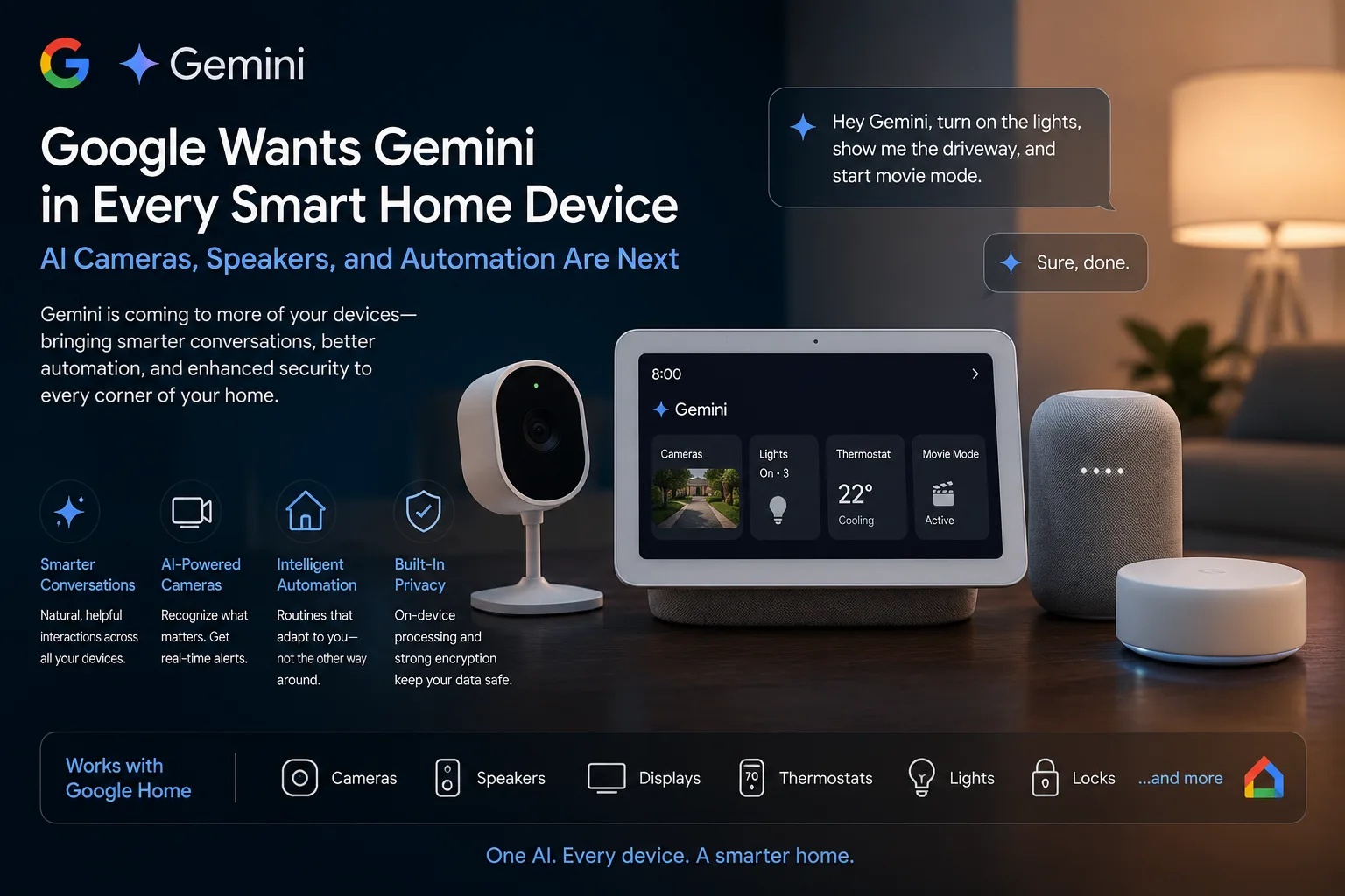 Google Gemini AI expanding into smart home devices and connected automation systems