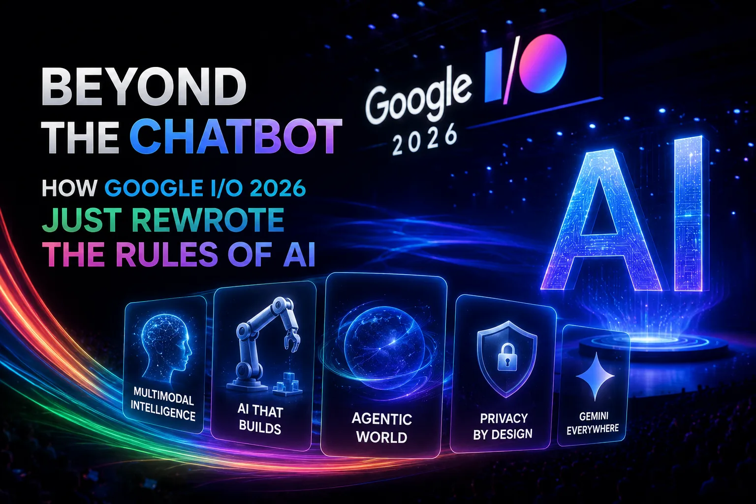 Google I/O 2026 showcasing Gemini AI future ecosystem announcements
