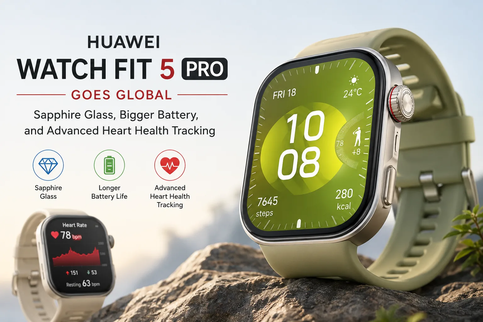 Watch Fit 5 Pro launched globally with sapphire glass and bigger 471mAh battery
