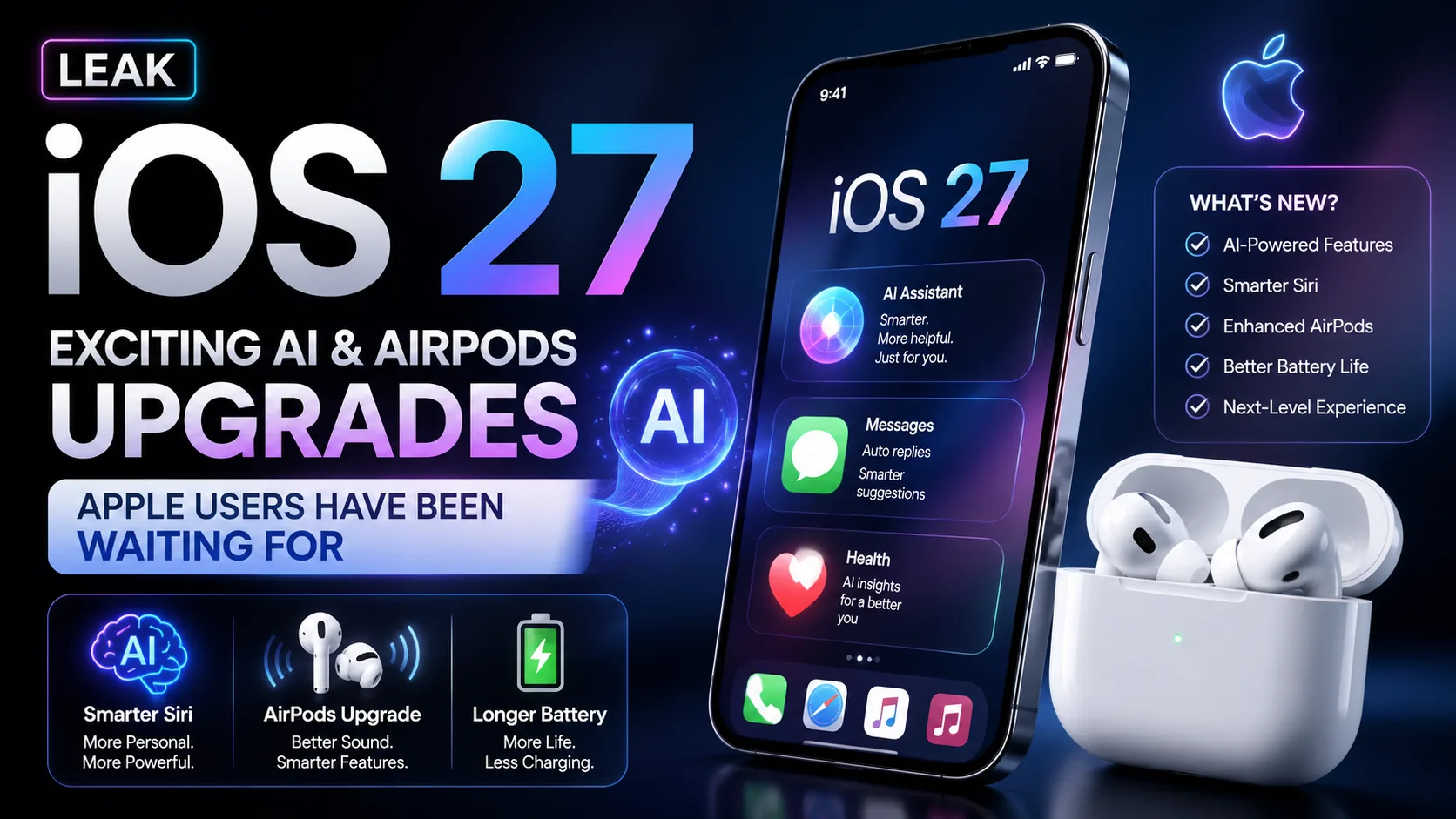 iOS 27 leak revealing major Apple Intelligence and Siri upgrades
