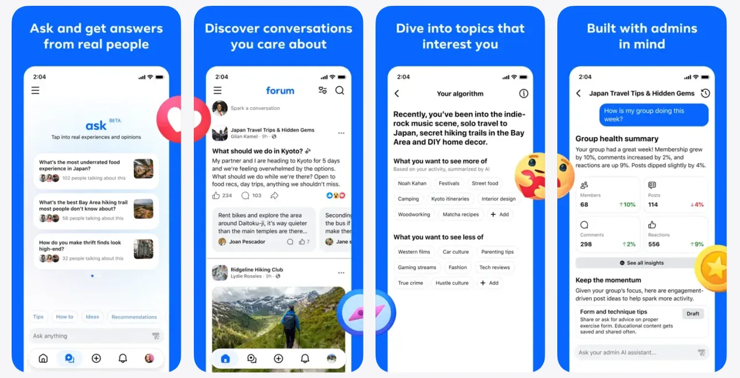 AI-powered moderation tools inside Meta Forum app for admins