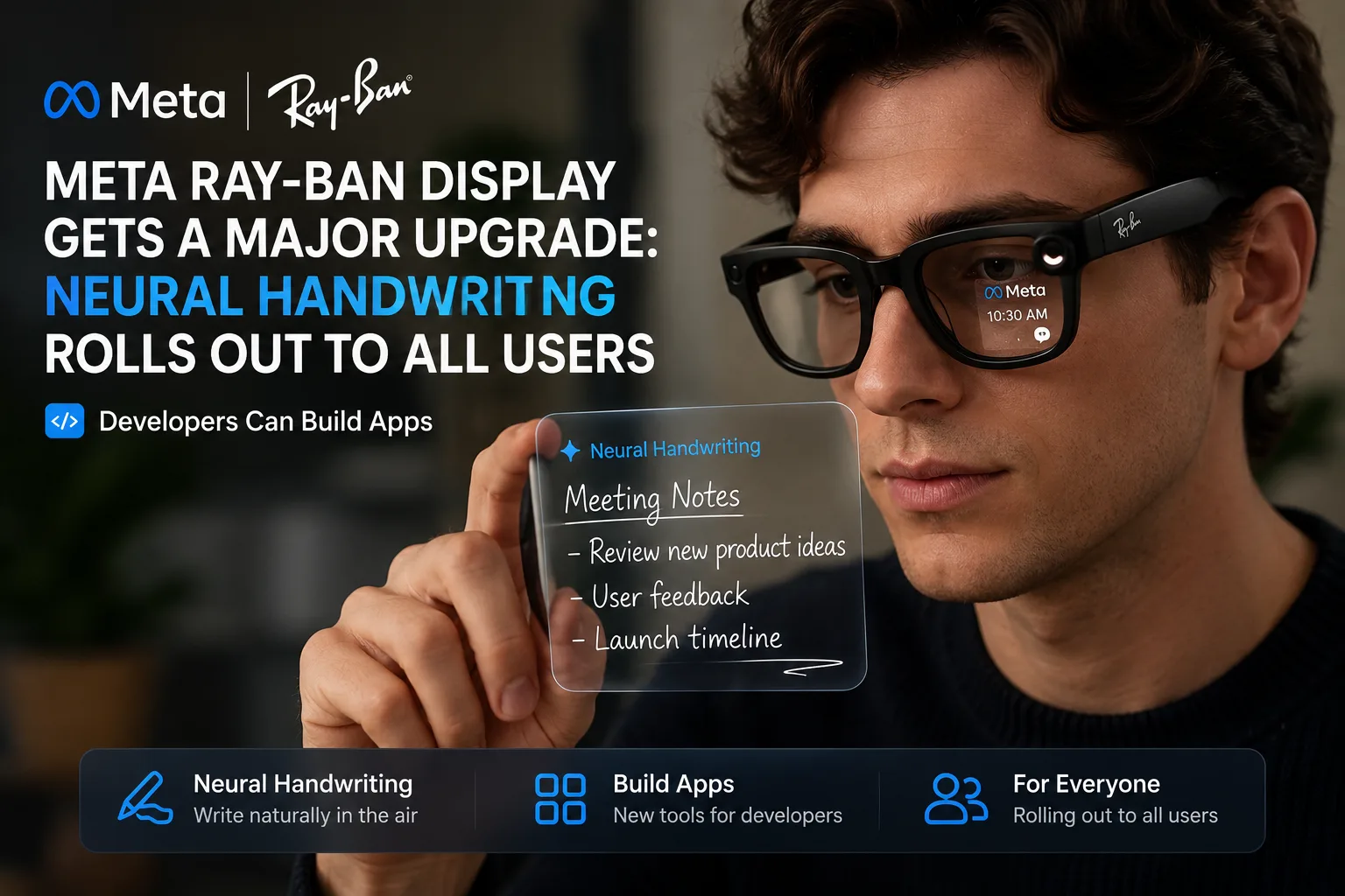 Meta Ray-Ban Display update brings Neural Handwriting and developer app support