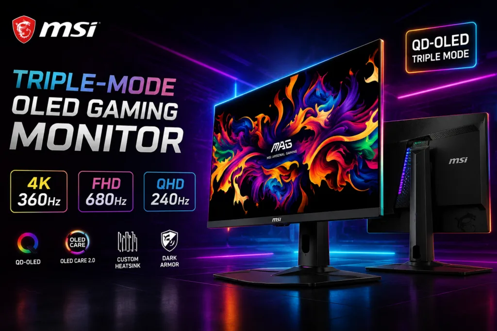 MSI Triple-Mode OLED Monitor with 4K 360Hz and 680Hz modes