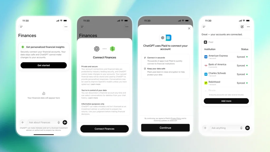 Plaid integration used to connect bank accounts with ChatGPT