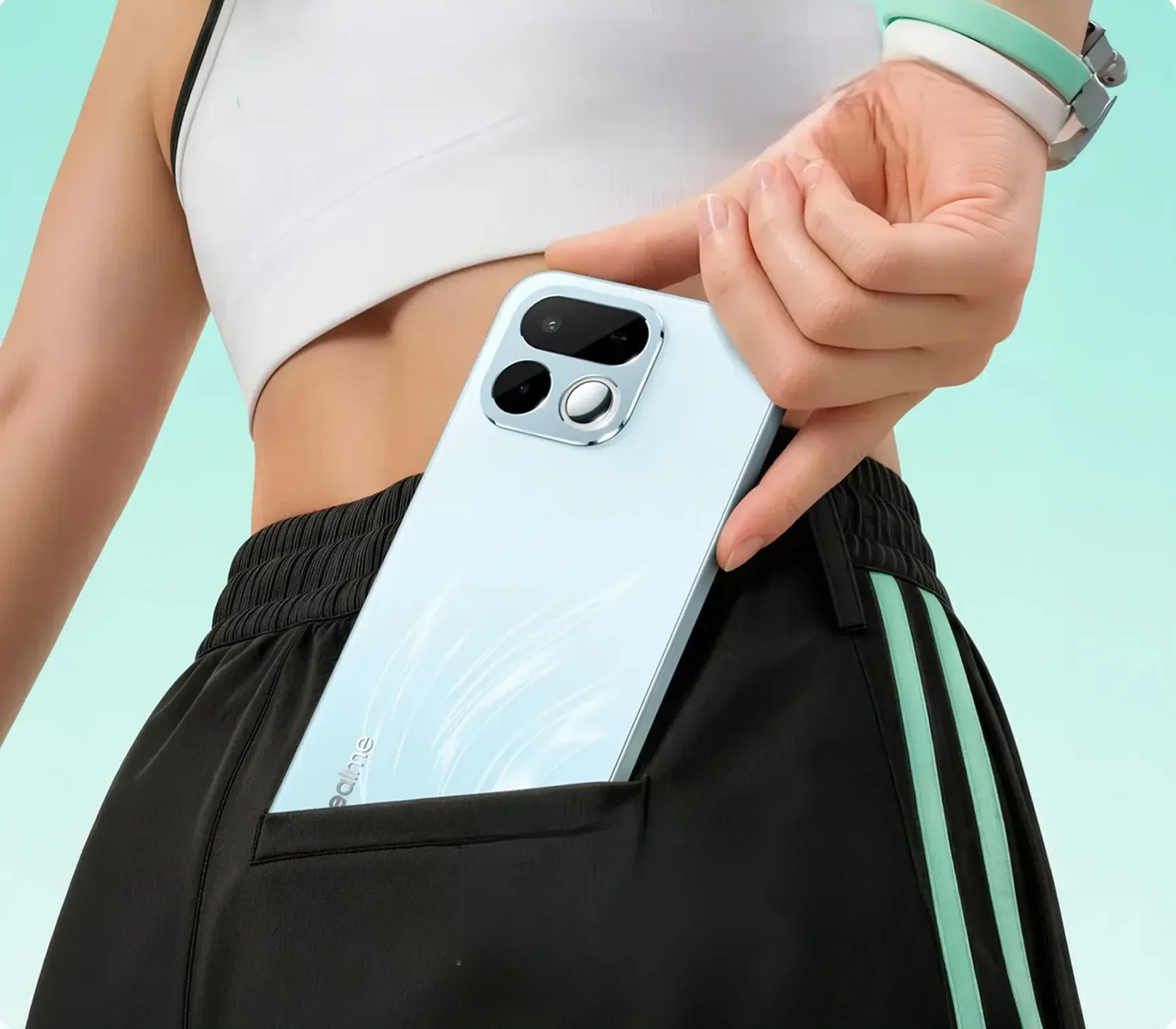 Realme 16T 5G rear design with square camera module dual cameras and selfie mirror