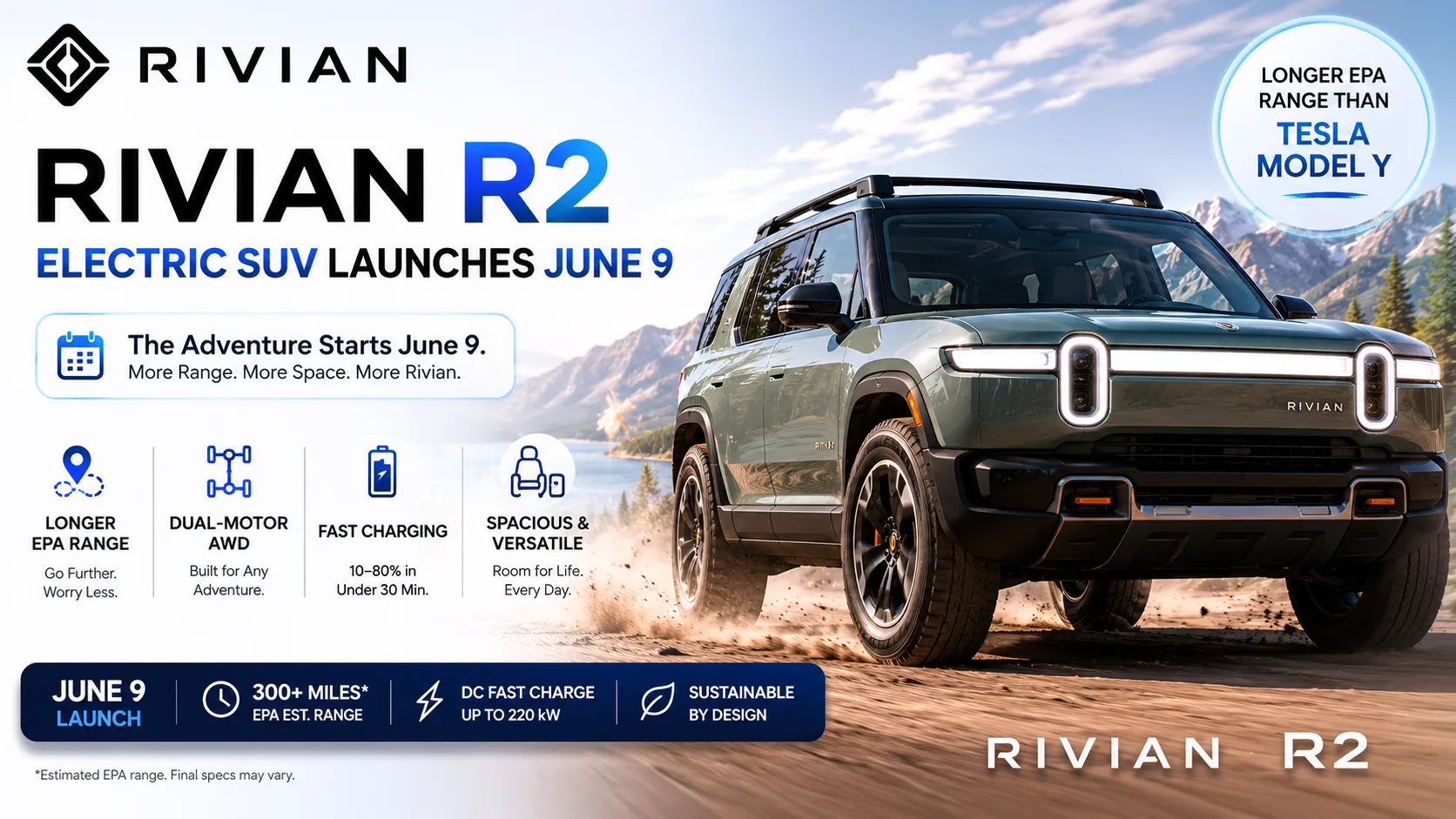Rivian R2 electric SUV official launch image