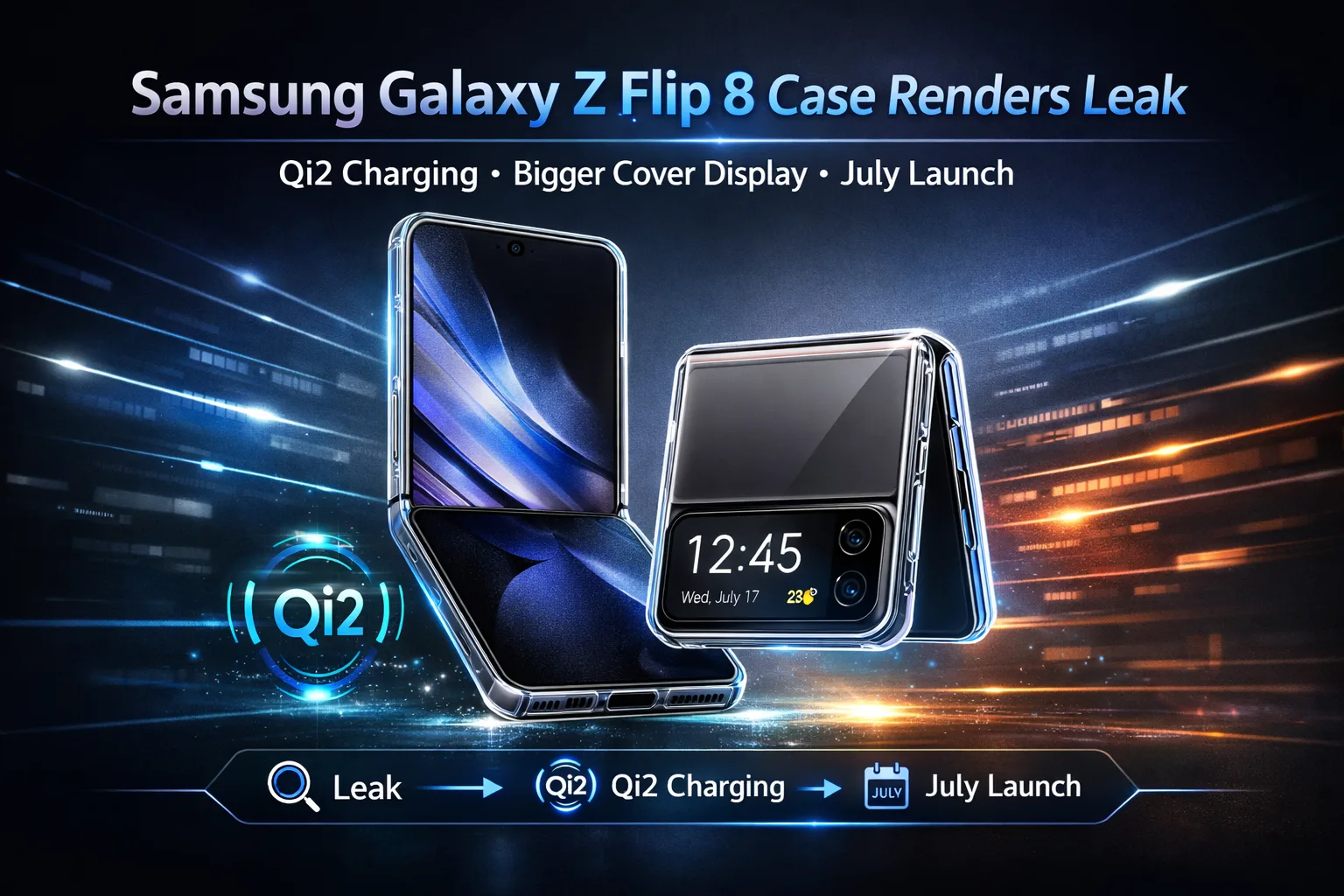 Samsung Galaxy Z Flip 8 leaked case renders showing cover display and dual camera cutouts