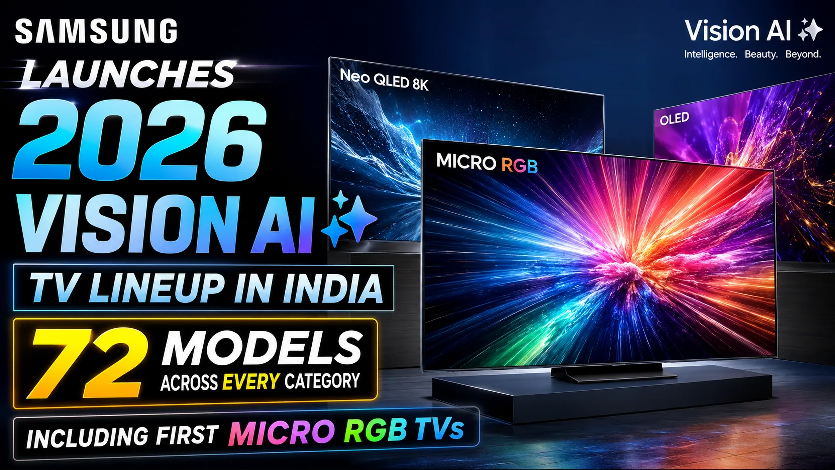 Samsung 2026 Vision AI TV lineup including Micro RGB OLED and Neo QLED TVs