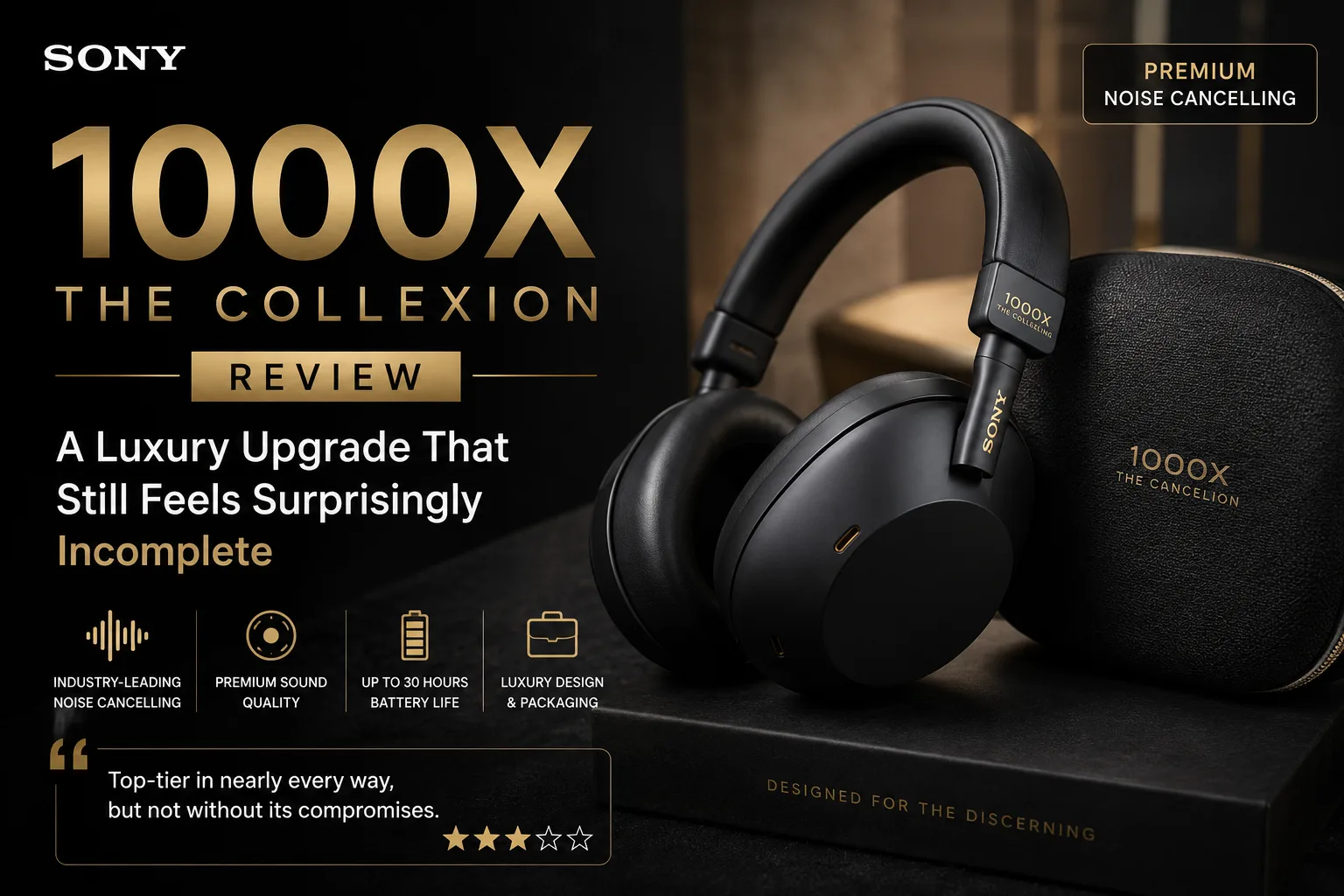 Sony 1000X The Collexion wireless headphones in premium leather and metal finish