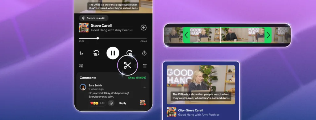 Spotify scissors icon used for clipping podcast moments