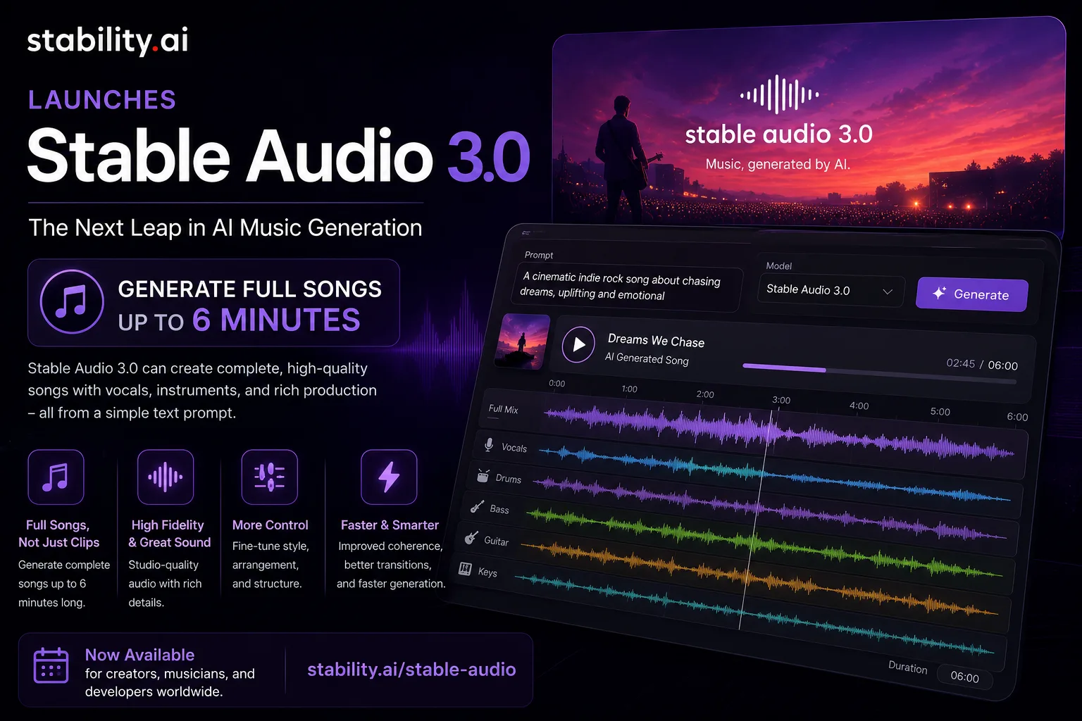 Stability AI launches Stable Audio 3.0 AI music generation models capable of creating 6-minute songs