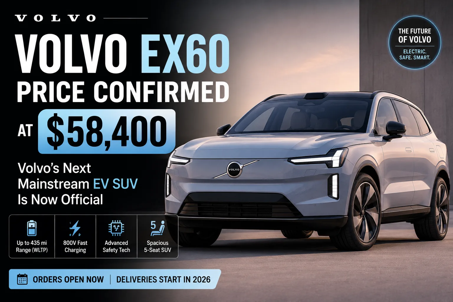 Volvo EX60 electric SUV revealed with $58,400 starting price and premium EV specs