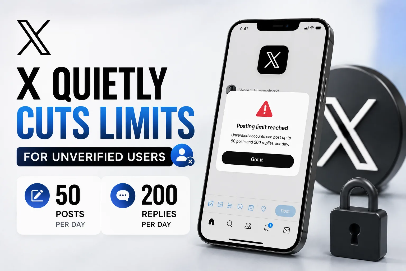 X limits unverified accounts to 50 posts and 200 replies per day pushing users toward Premium