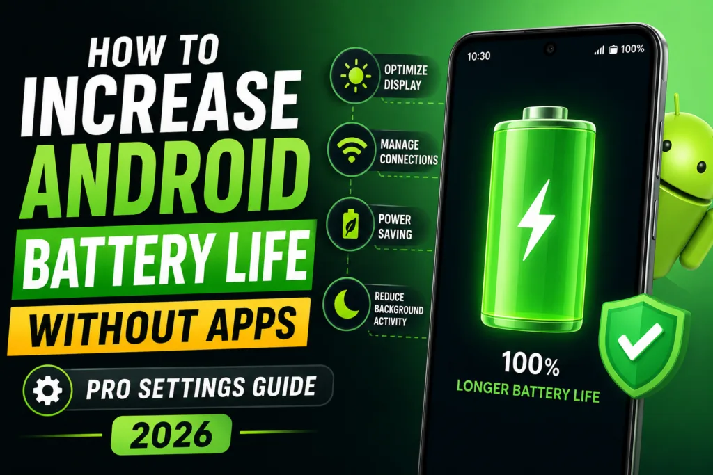 Android battery life optimization settings shown in Android 2026 guide