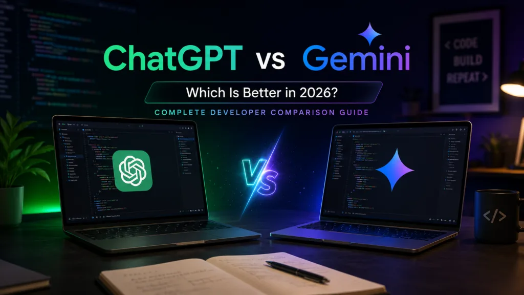 ChatGPT vs Gemini coding comparison interface showing developer workflow