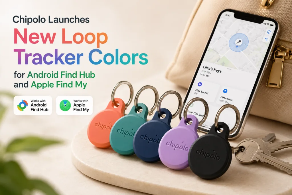 Chipolo Loop tracker in new Deep Sunset and Morning Mist colors