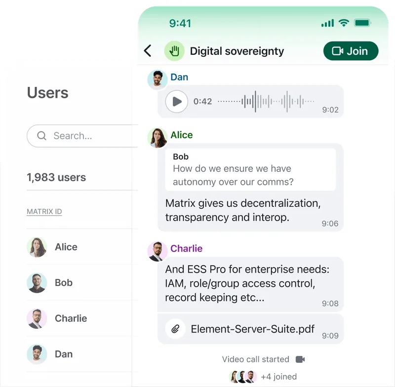 Element messaging platform built on the Matrix protocol