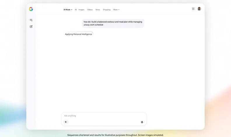 Google AI Mode showing Search Agent alert setup