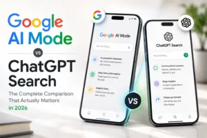 Google AI Mode and ChatGPT Search comparison showing differences in AI search results