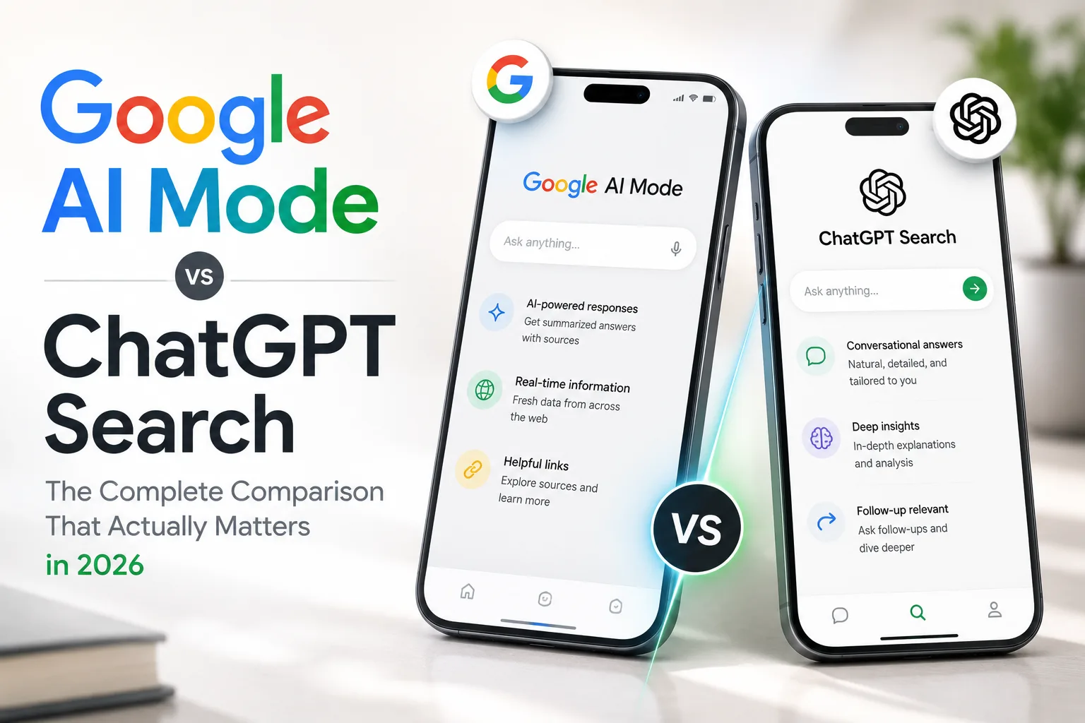 Google AI Mode and ChatGPT Search comparison showing differences in AI search results