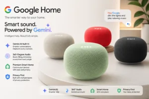 Google Home Speaker with Gemini AI and LED light ring