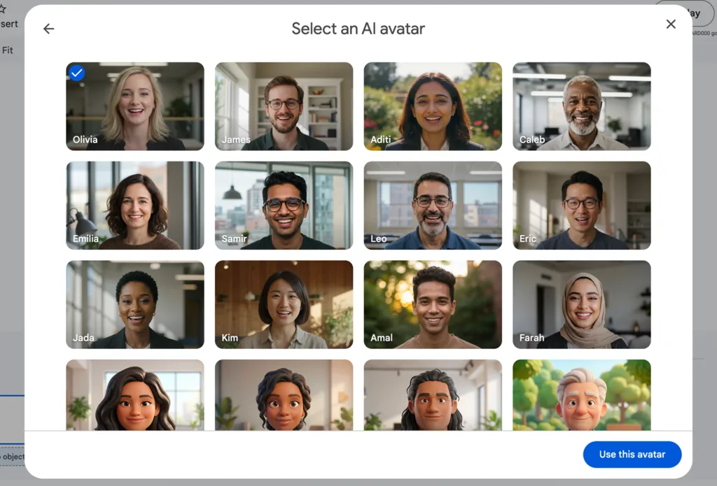 Google Vids converting Google Slides presentations into AI videos