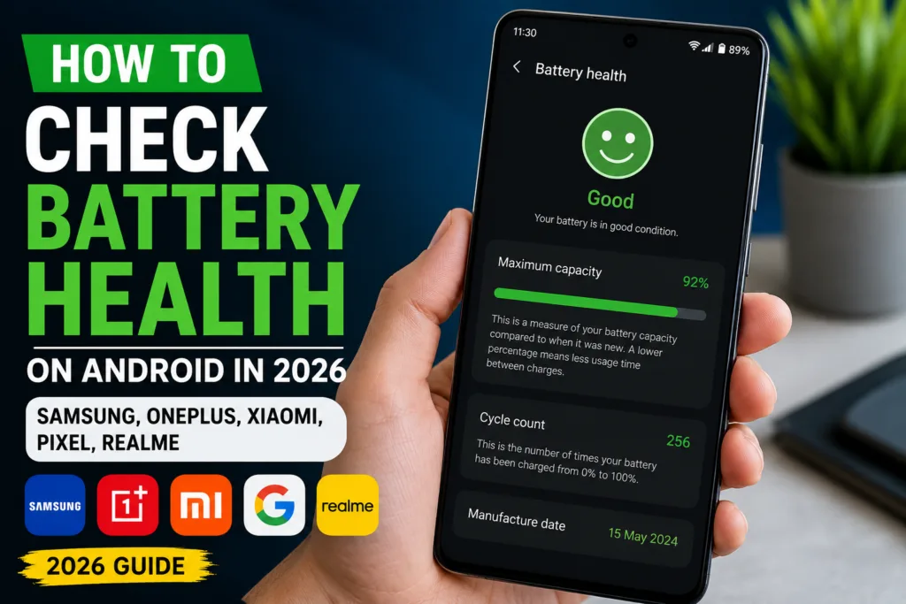 How to check battery health on Android phones including Samsung, Xiaomi, OnePlus, Pixel and realme in 2026