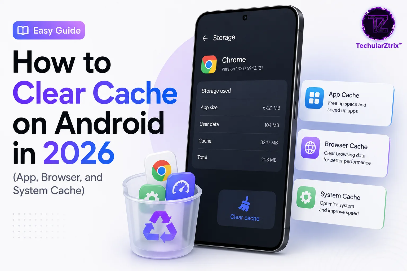 How to clear cache on Android phone in 2026 using app cache, browser cache and system cache settings