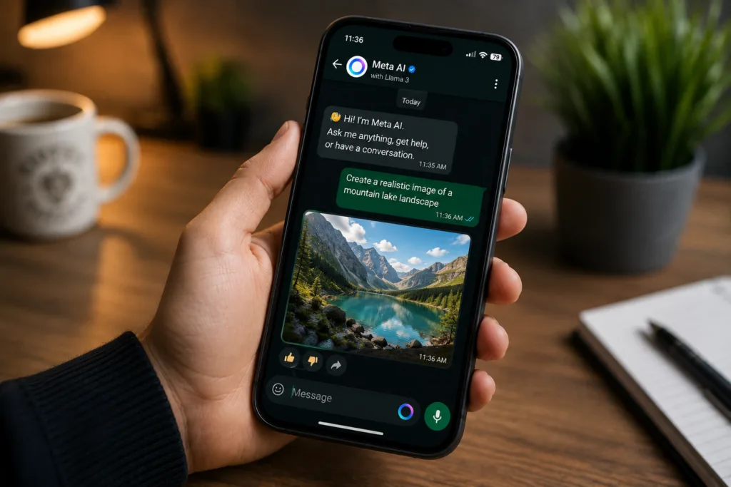 Meta AI generating images inside WhatsApp chat
