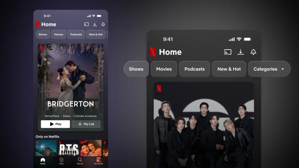 Netflix Clips vertical video feed designed for content discovery on mobile devices