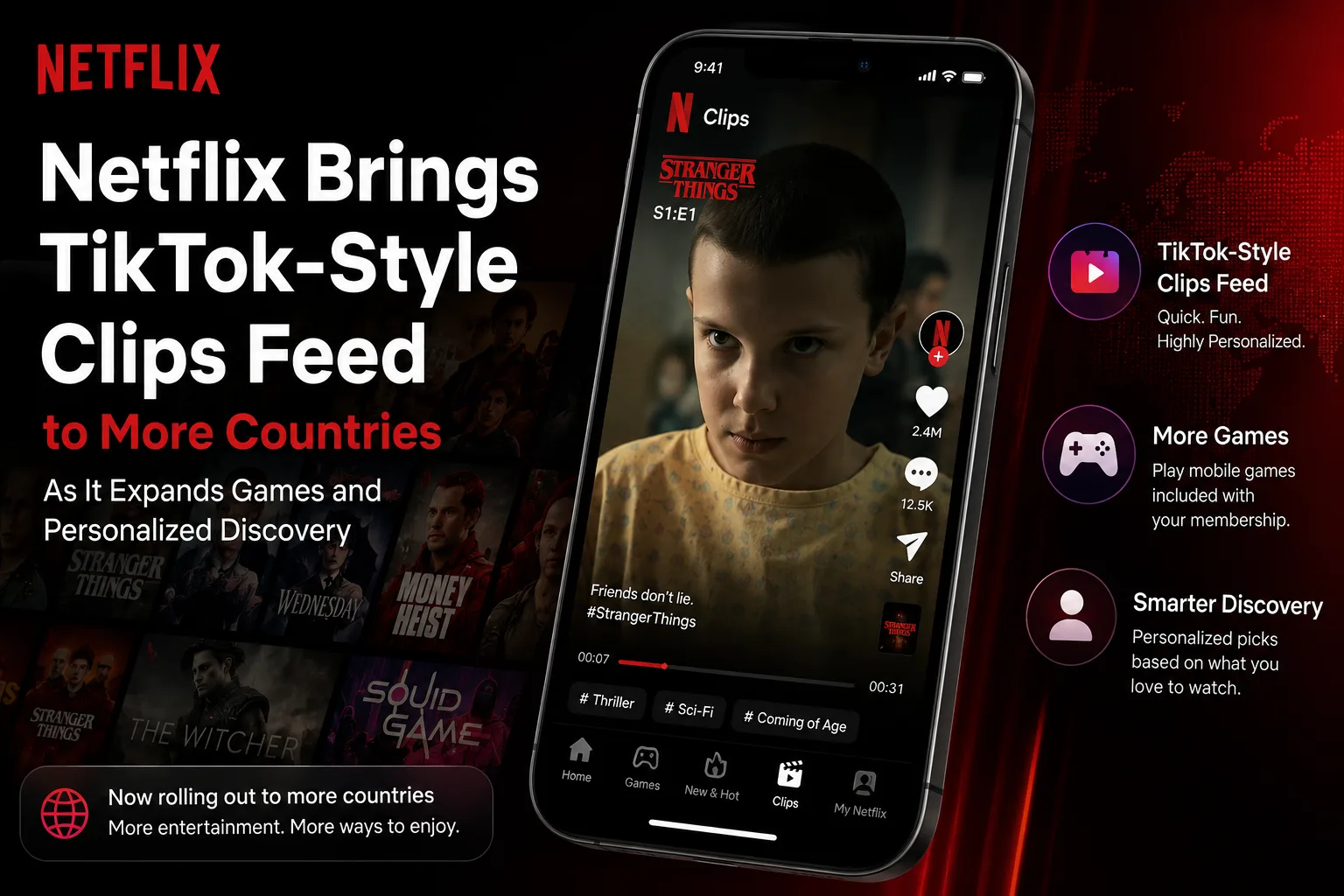 Netflix showcasing its new mobile experience and Clips feed during the APAC Product Innovation Showcase