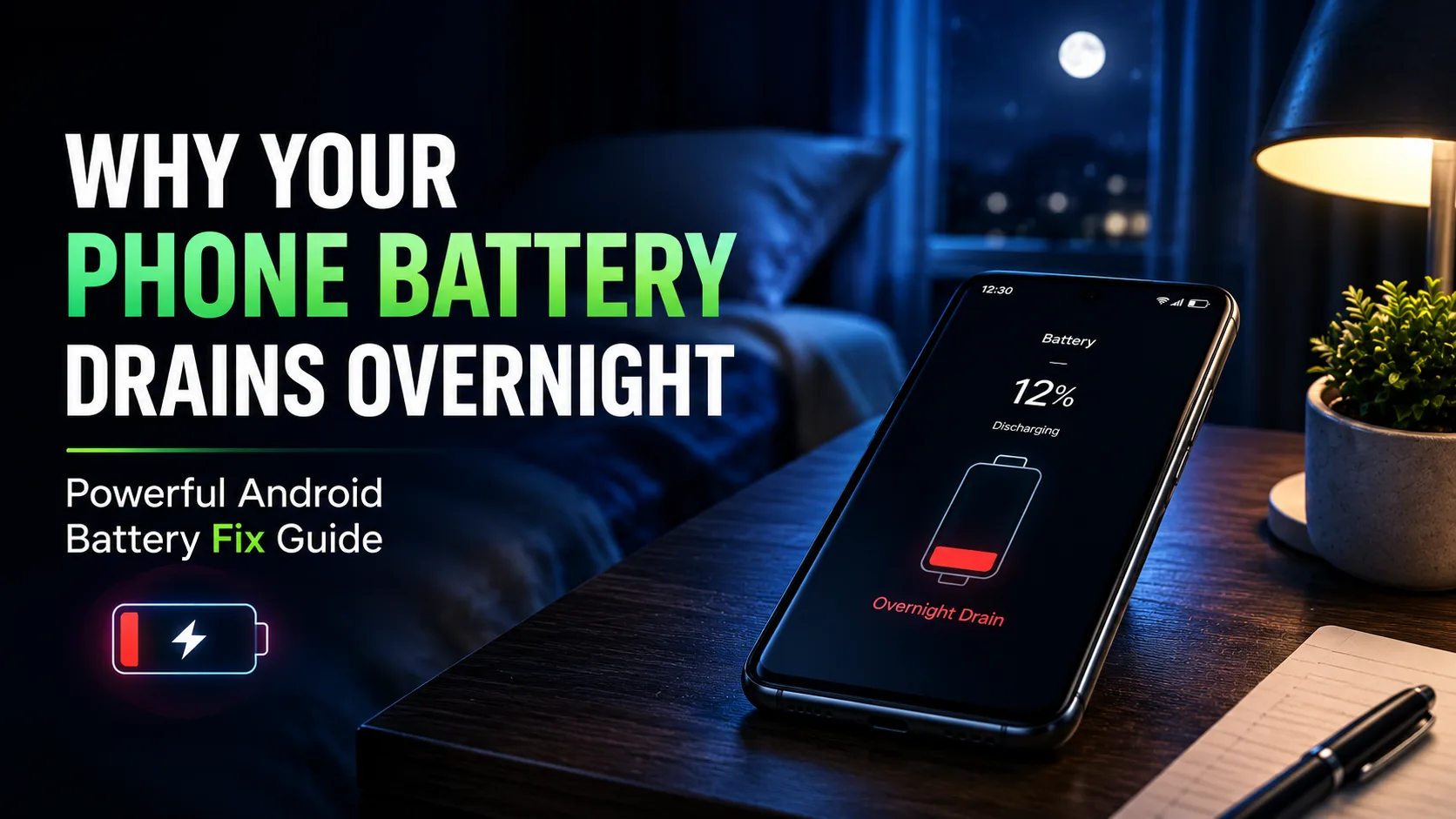 Android phone battery percentage dropping overnight while idle
