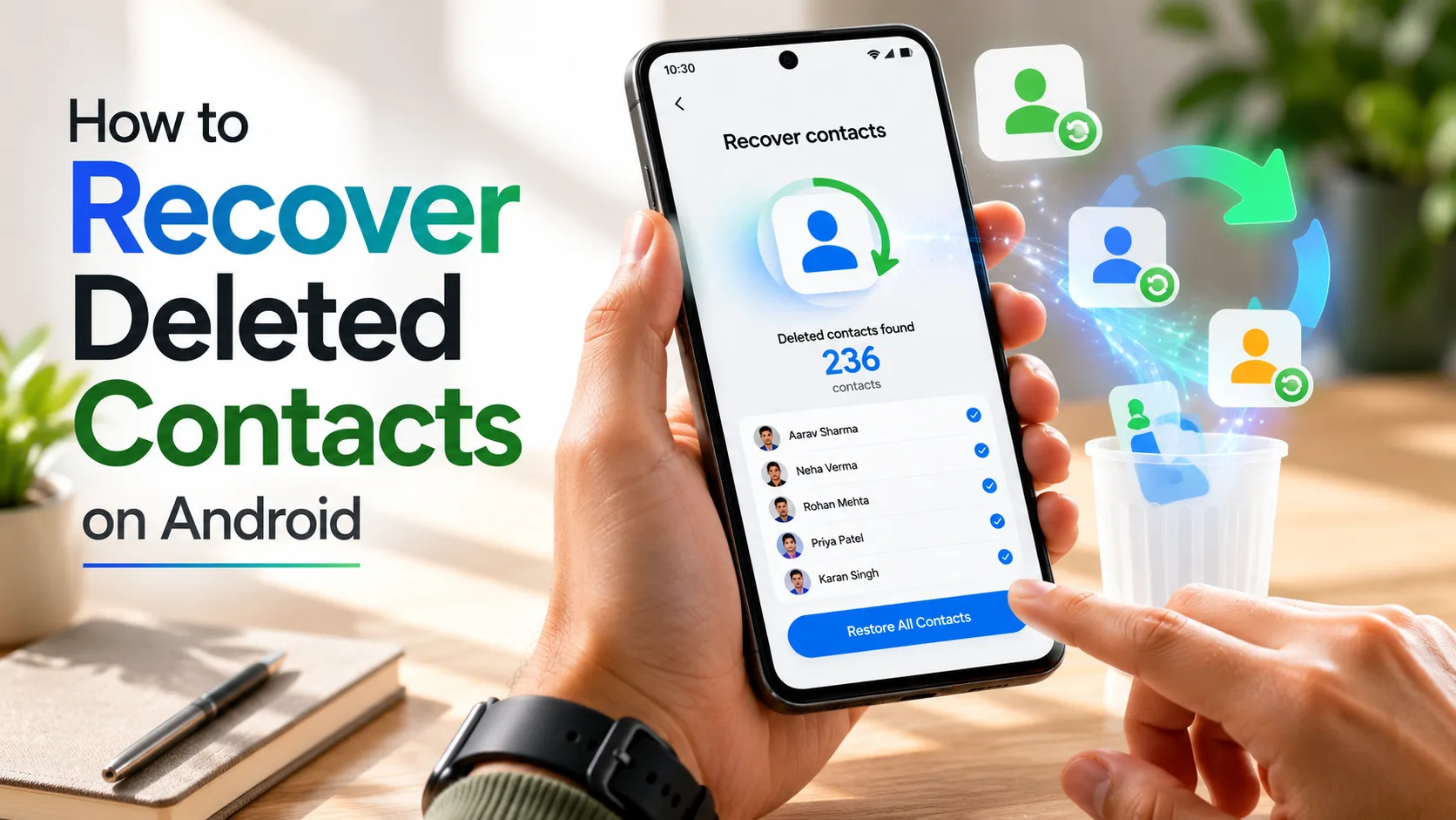 How to recover deleted contacts on Android using Google Contacts and backup methods in 2026