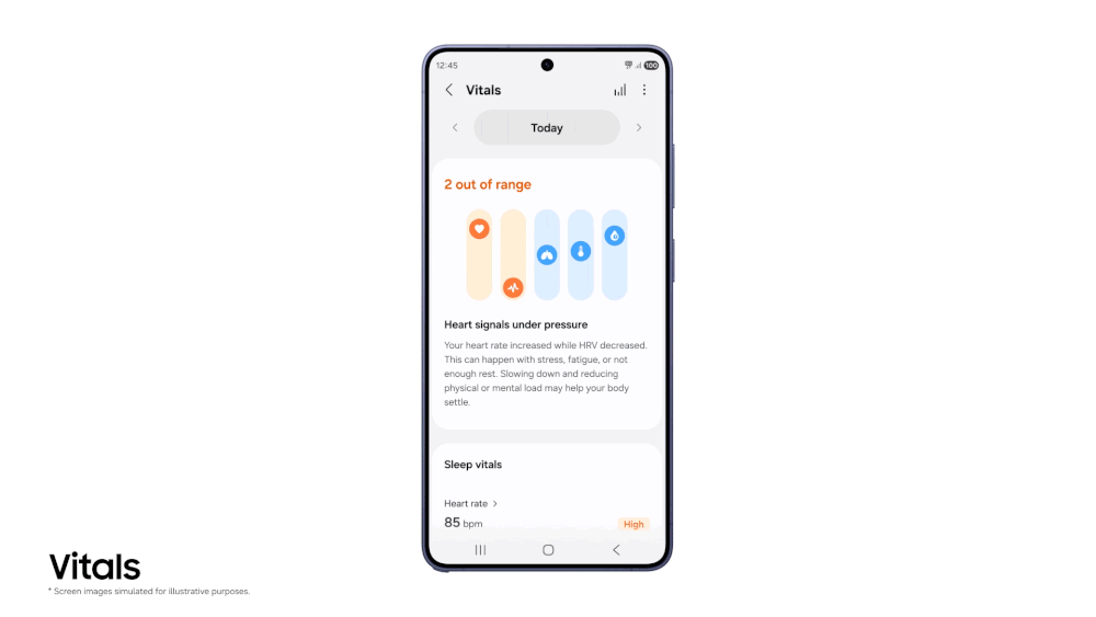 Samsung Vitals feature tracking overnight health signals