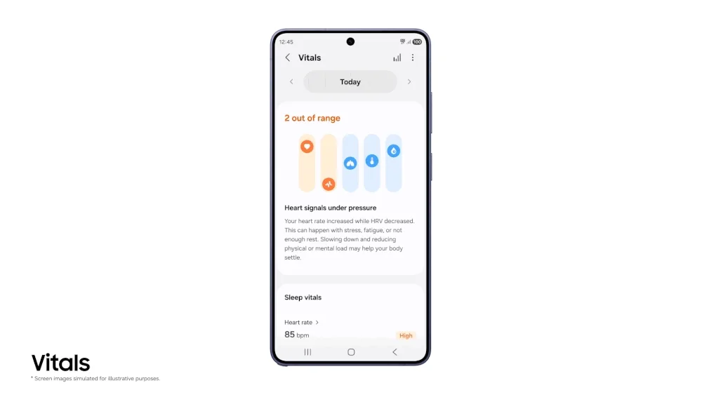 Samsung Vitals feature tracking overnight health signals