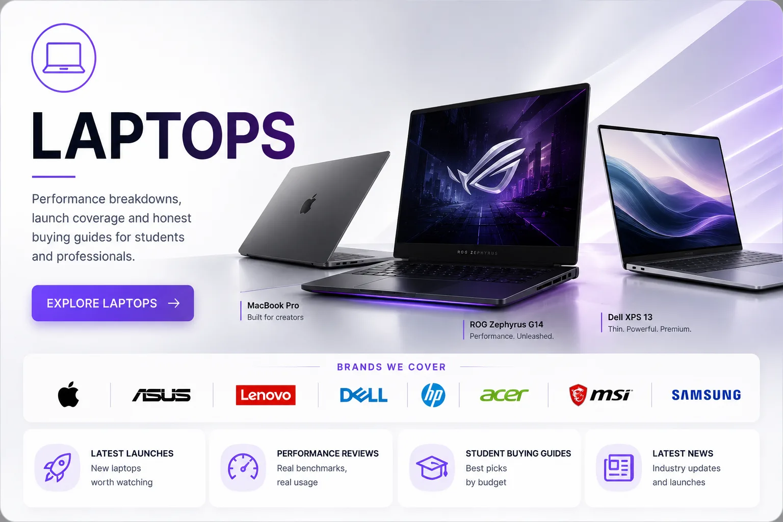 Modern laptops, ultrabooks and notebook computers for work, gaming and productivity